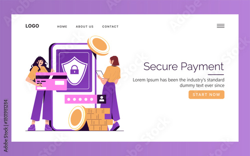 Vector Illustration of Secure Payment Process