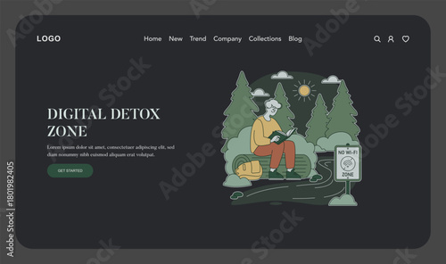 Digital Detox Vector Illustration of Outdoor Reading