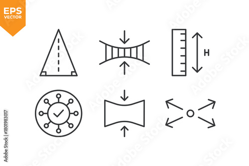 Set of line icons mathematics, Scala . Outline icons collection stock illustration stock illustration