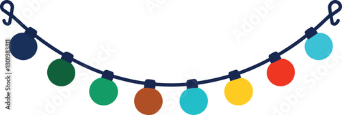 Festive Round Bulb String Lights Vector
