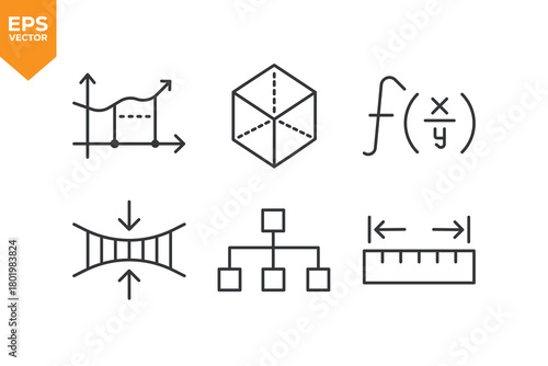 Set of line icons mathematics, Scala . Outline icons collection stock illustration stock illustration