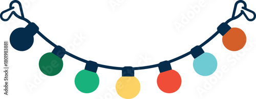 Christmas Lights Garland Curve Vector