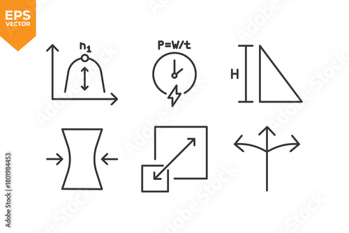 Set of line icons mathematics, Scala . Outline icons collection stock illustration stock illustration