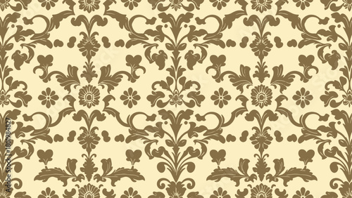 Seamless vintage floral damask wallpaper pattern design vector texture ornament background