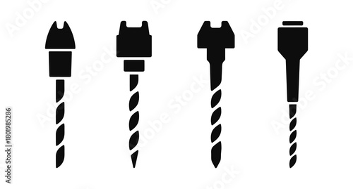 A black and white image of a screw set