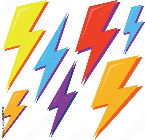 Free Download Multicolor Thunderbolt Icons Collection  Energetic Flash Symbols in Dynamic Designs - GFXLoad