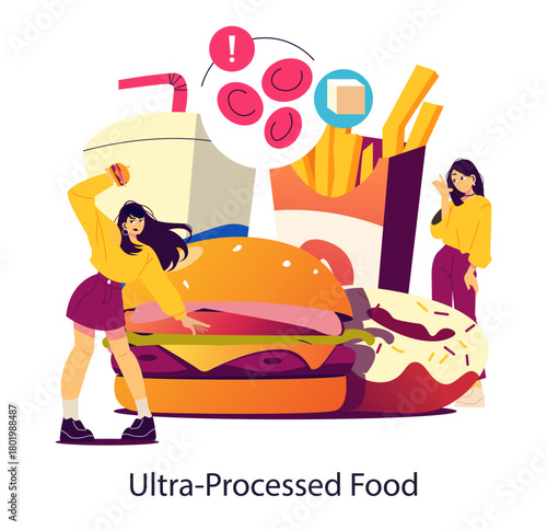 Vector Illustration of Ultra-Processed Food Choices