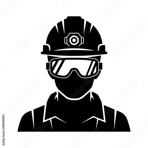 Construction Safety Worker with Helmet and Goggles Icon