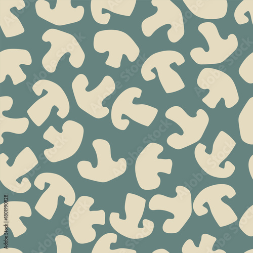 Seamless pattern with champignons, hand drawn mushrooms pattern. Vector illustration with mushrooms for fabric, wallpaper, for kitchen. 