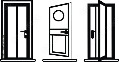 door silhouette style minimal vector art illustration on a white background.
