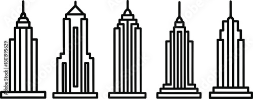 skyscraper silhouette style minimal vector art illustration on a white background.
