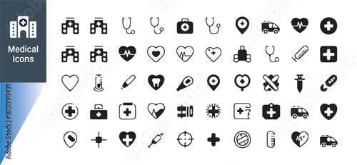 Healthcare Icon Collection. Medical Tools and Wellness Symbols Vector Eps 10