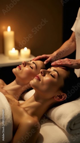 Wallpaper Mural A woman relaxing during a facial massage at a spa Torontodigital.ca