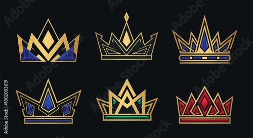 Elegant golden crowns with royal jewels for your brand design, logo, or luxury event invitation, offering a touch of regal sophistication and timeless appeal