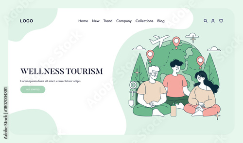 Wellness Tourism Concept with People Meditating