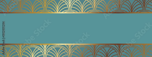 高級感のあるアールデコ模様のバナー　ターコイズ＆ゴールド