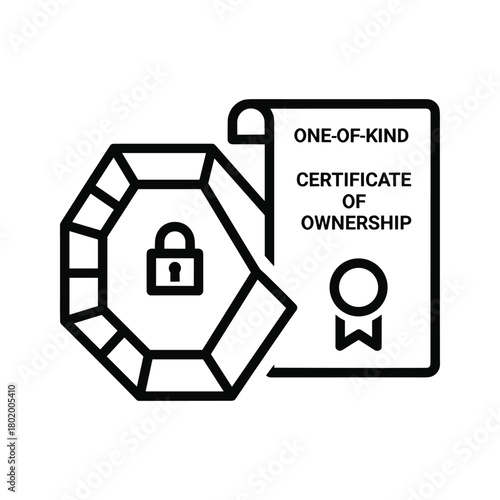 Oneofakind certificate of ownership for a valuable gem, symbolizing security and authenticity