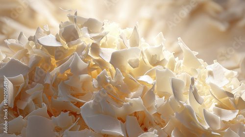 Close-up of a Pile of Wood Shavings, Showcasing Texture and Detail