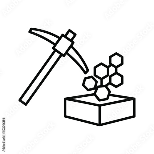 Pickaxe striking a honeycomb structure