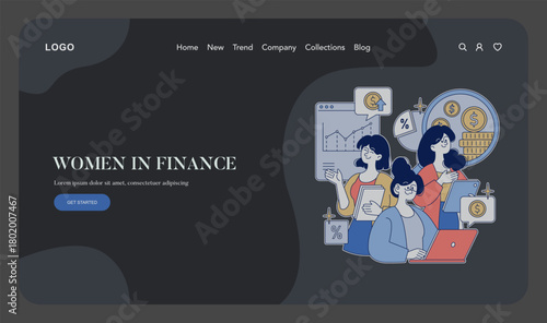 Women in Finance Vector Illustration with Technology