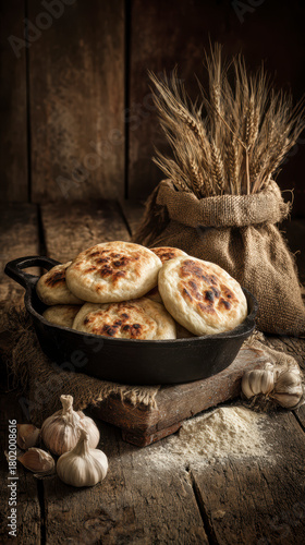 Fototapeta Naklejka Na Ścianę i Meble -  Bieszczadzkie Proziaki, soda bread, originating from Subcarpathia. AI generativ.