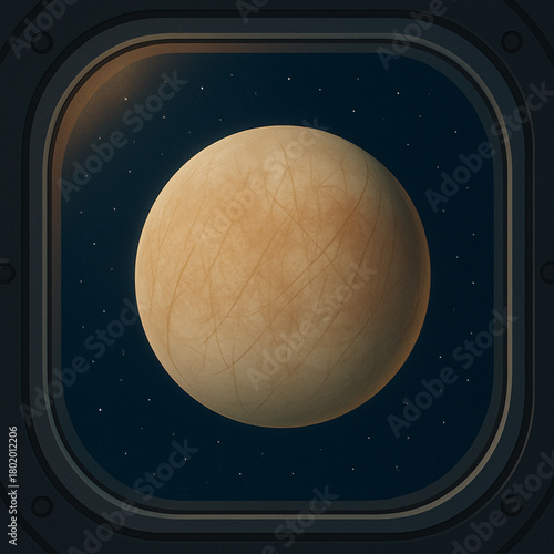 Vector Illustration of Jupiter's Europa from Spacecraft