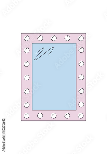 Illuminated mirror for dressing and fitting rooms. Interior item isolated on a white background.