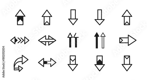 Collection of black and white arrow icons pointing in various directions.