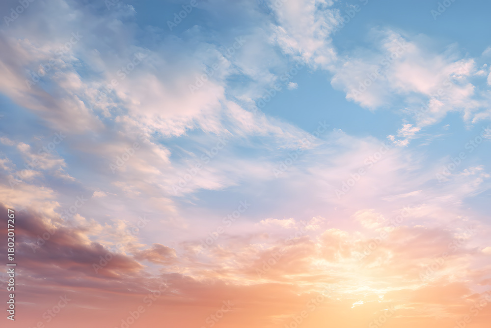Obraz premium dreamlike pastel clouds glowing with surreal dawn light creating an ethereal soft and peaceful atmosphere