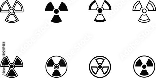Collection of radiation hazard symbols in different styles