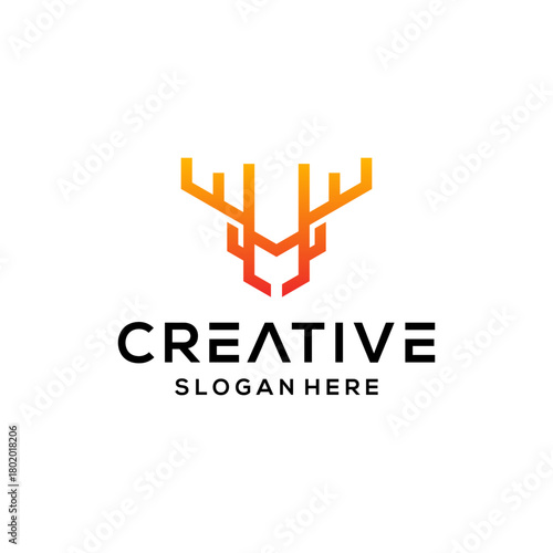 tech deer antlers logo design vector icon illustration