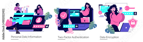 Secure Data Management and Protection Vector Illustration