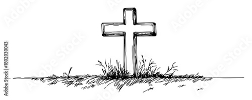 hand drawn wooden cross grave marker