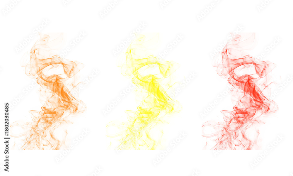 Fototapeta premium Set of Abstract colorful smoke curves flowing element transparent background design effect