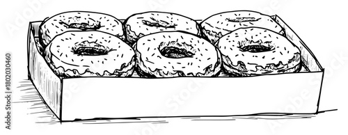 box of four donuts sketch