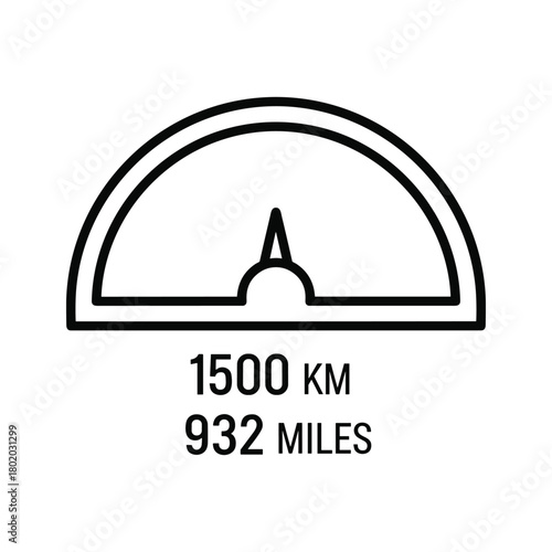 Speedometer icon showing 1500 km and 932 miles