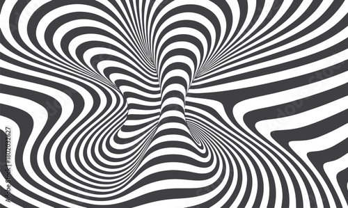  A hypnotic black and white pattern of concentric, wavy lines creating a bold optical illusion. Ideal for abstract backgrounds, wallpapers, textures, and modern graphic design