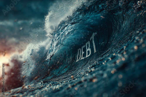 Rising tide symbolizes growing US national debt and financial challenges