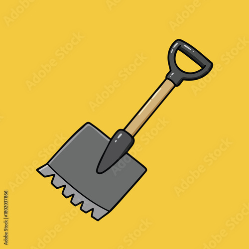 Gardening shovel illustration with a sturdy handle and sharp edge for digging and planting tasks 