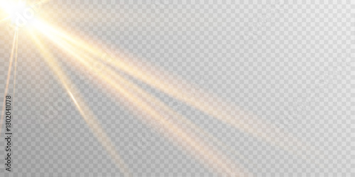 Golden dawn sunbeam shine sparkle glare effect PNG.