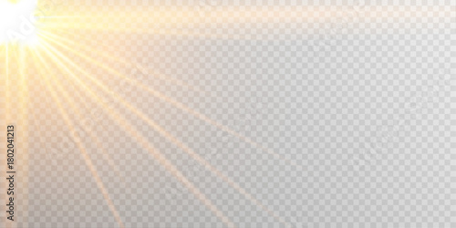 Golden dawn sunbeam shine sparkle glare effect PNG.