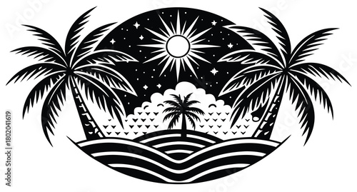 🌴 Tropical palm tree silhouette vector illustration for your summer beach vacation design
