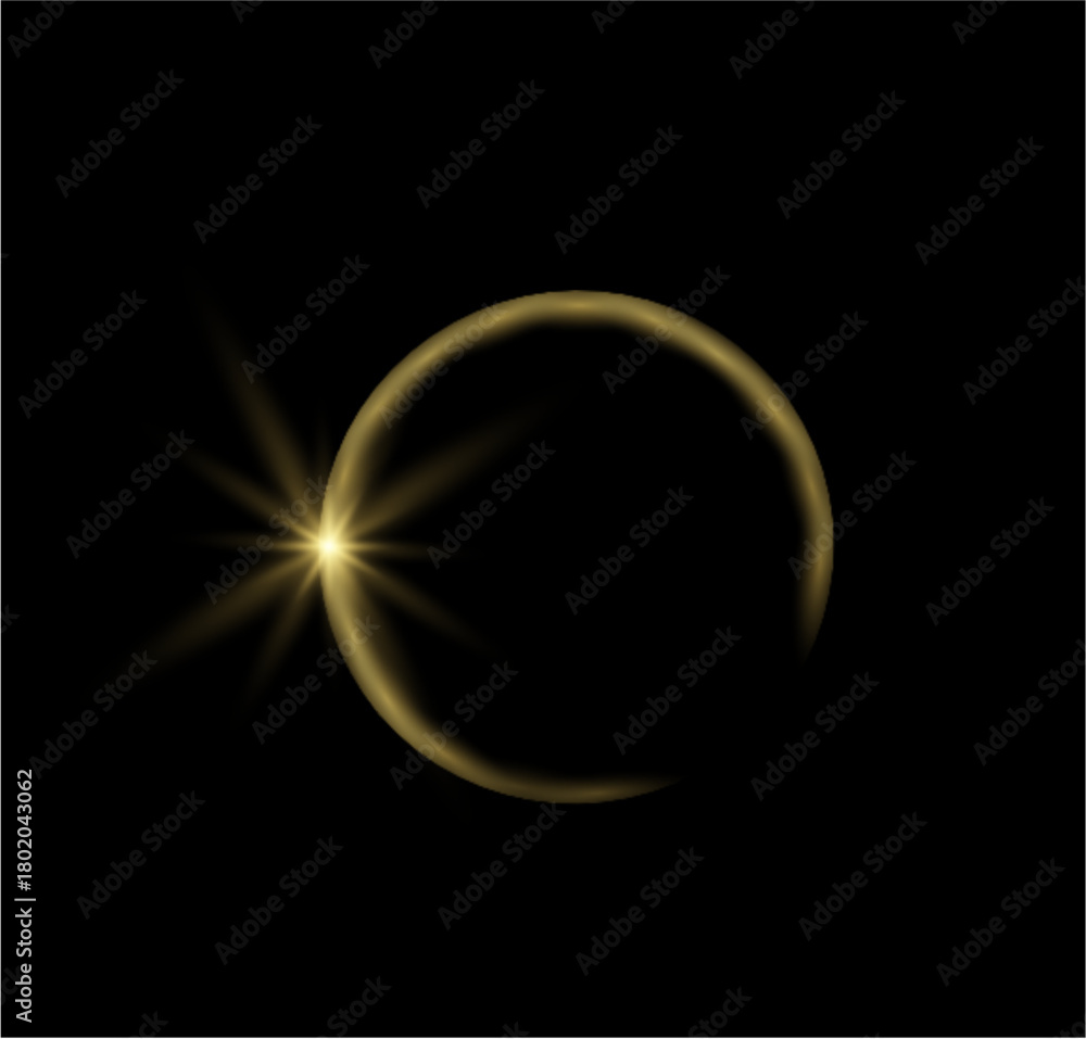 Obraz premium Glowing sphere. Glow light, sun flash, Star burst, Flash light effects. Golden lighting rays and abstract bright spark twinkling elements. Vector illustration.