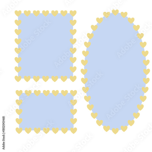 set of vector frames love border journaling sky blue yellow scrapbook element