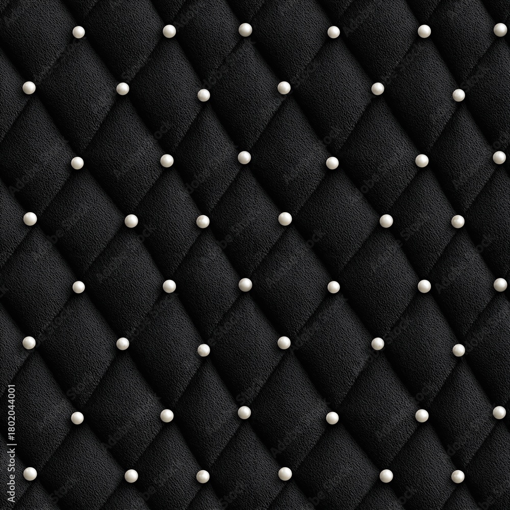 Obraz premium Elegant Black Textile with Cream Pearls Design, seamless texture, endless repeatable rapport element