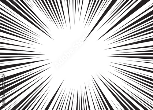 Manga comic explosion, motion or movement effect, vector background. Manga anime cartoon radial speed lines and abstract pattern for comic book burst, flash ray or explode bang action