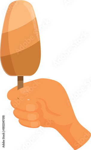Hand firmly gripping a caramel popsicle, enjoying a refreshing summer treat