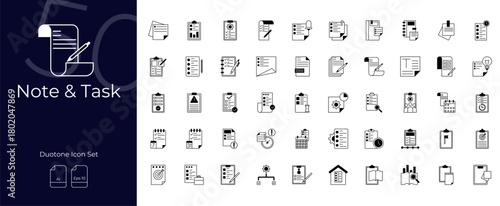 Note And Task Duotone Editable Icons set