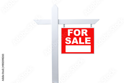 Real estate for sale sign on a post with empty space for property details