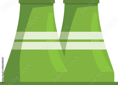 Two green cooling towers of a nuclear power plant symbolize clean energy production